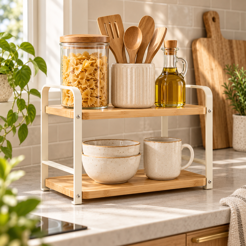 uuownx® CounterCove Two-Tier Coffee Organizer