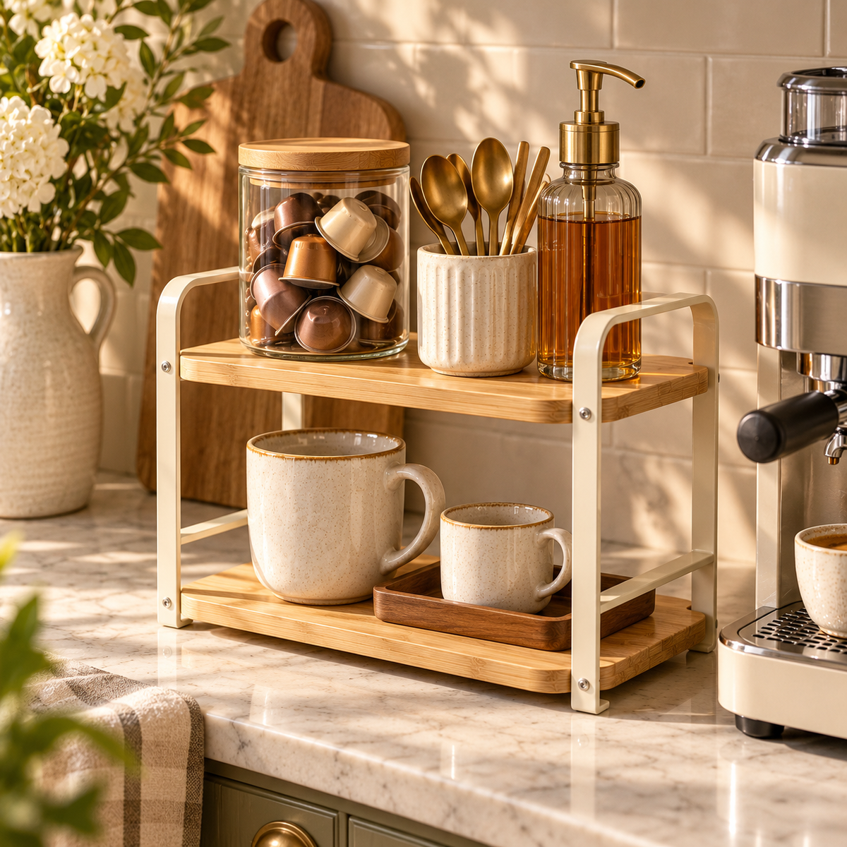 uuownx® CounterCove Two-Tier Coffee Organizer